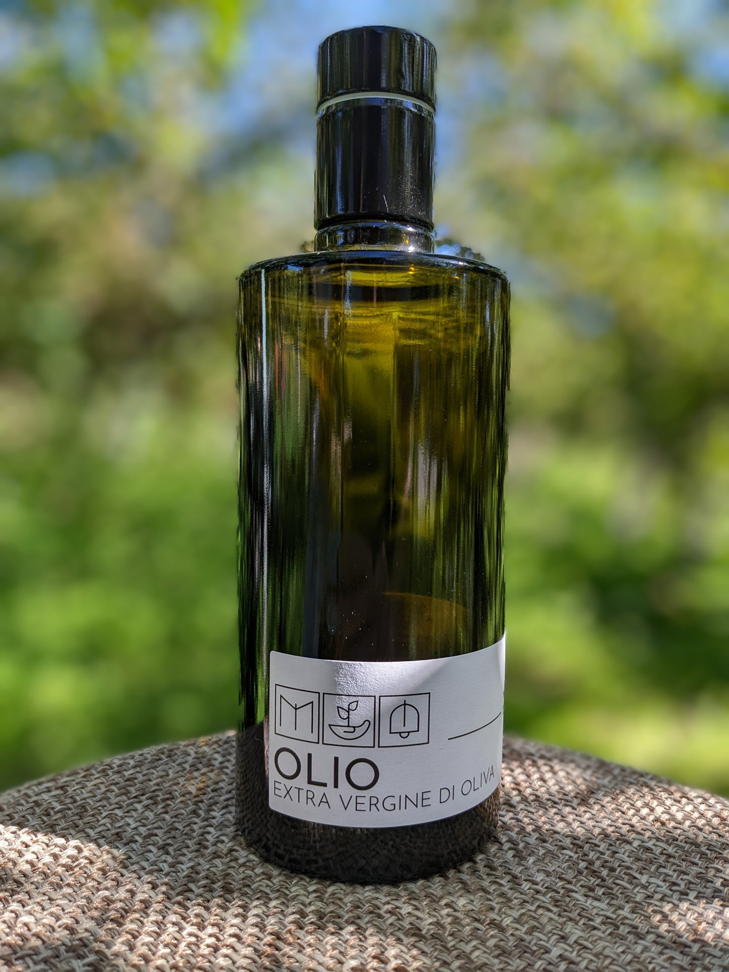 Bottle of organic Extra Virgin Olive Oil from Lake Garda