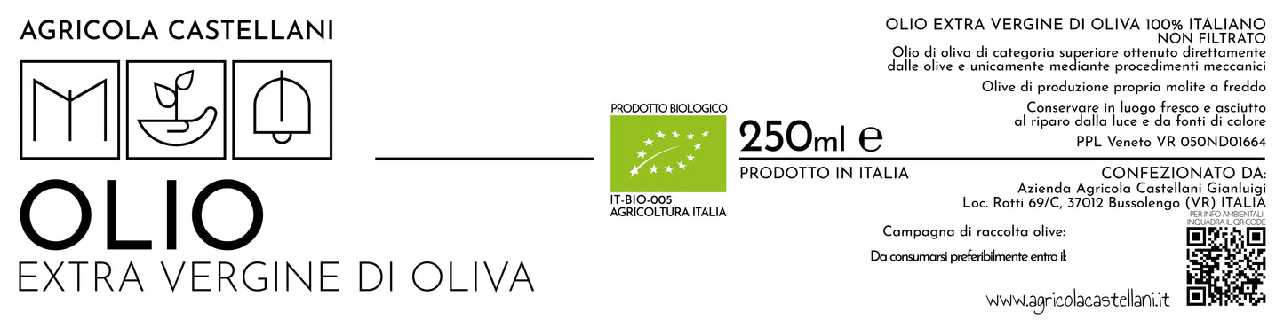 Olio extra vergine di oliva biologico 250 mL